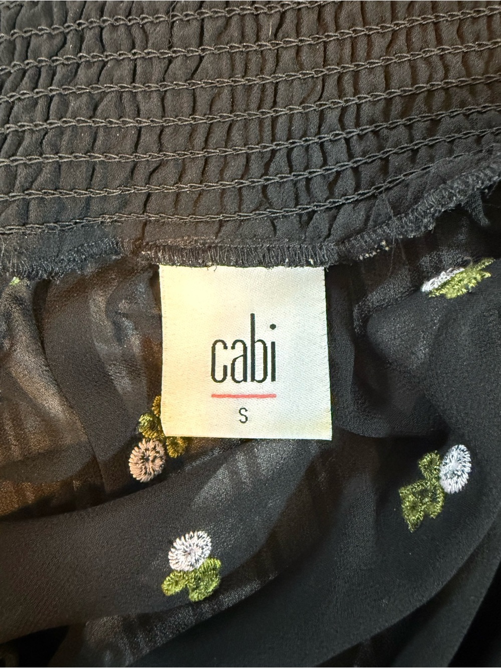 Cabi Sheer Embroidered Floral Blouse Size Small Black Long Sleeve Boho Top - Picture 8 of 14